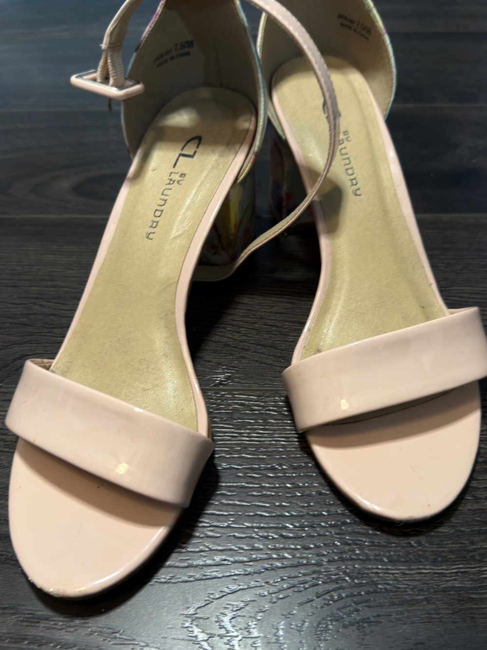 CL by Laundry Blush Pink Patent Open-Toe Block Heel Sandals